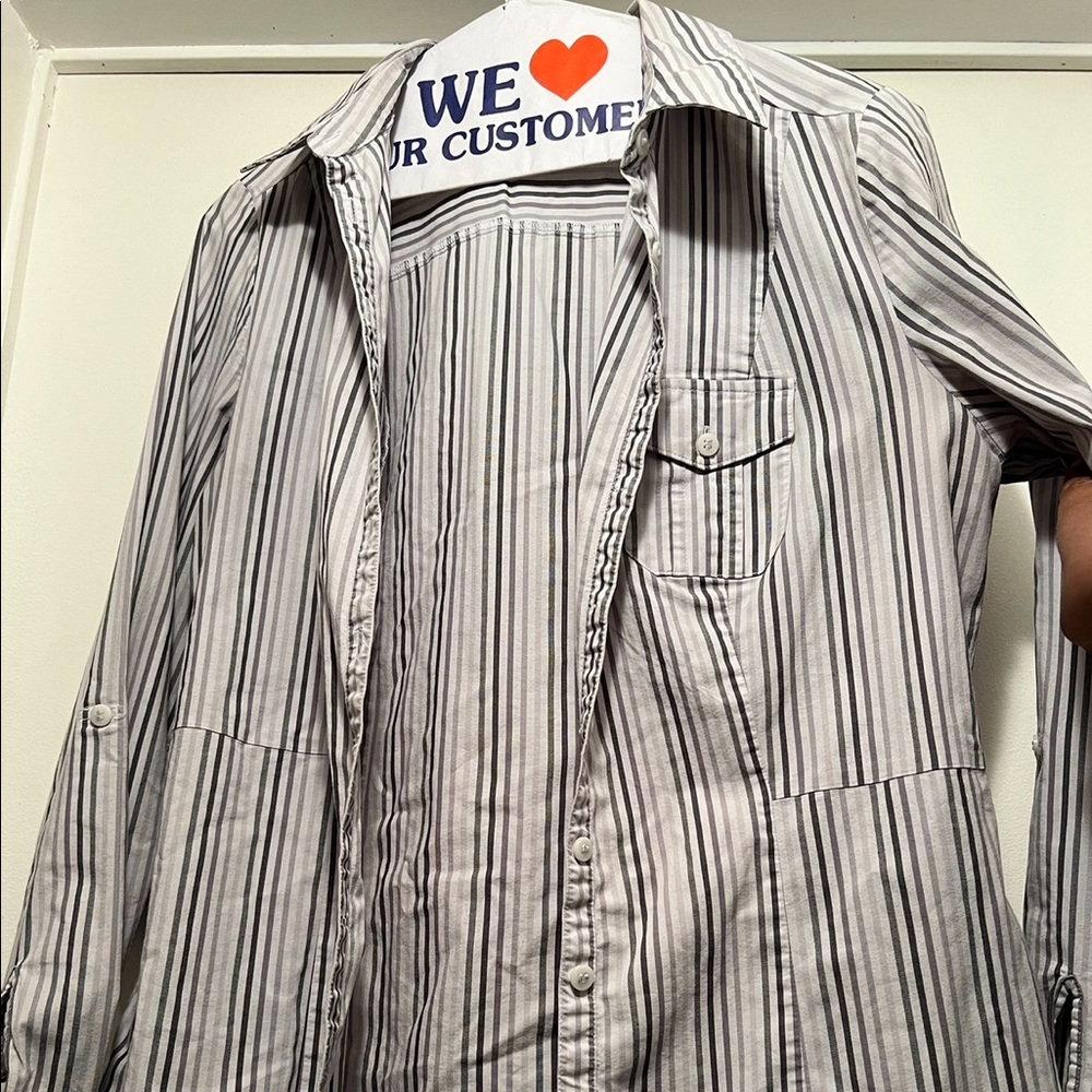 Grey and white button-up